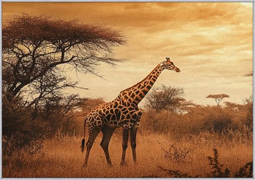 TANTANICAL Giraffe Teppich Eingangsbereich Innen, Fußmatte Klein 60x90, Afrikanisch Tier Motiv Design Teppich Eingang Schlafzimmer, Waschbar, rutschfest, Kurzflor, Weich (JF115) von TANTANICAL