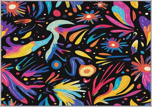 TANTANICAL Graffiti Teppich Eingangsbereich Innen, Fußmatte Klein 60x90, Abstrakt Bunt Kunst Motiv Design Teppich Eingang Schlafzimmer, Waschbar, rutschfest, Kurzflor, Weich (UF30) von TANTANICAL