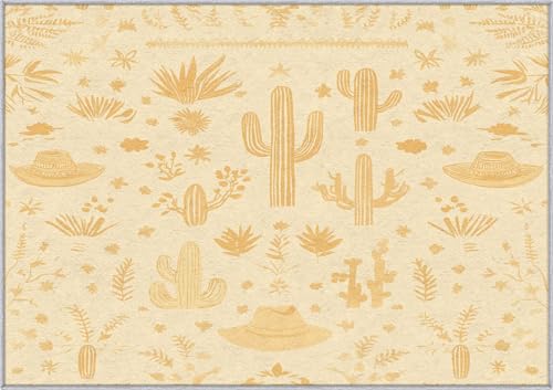 TANTANICAL Kaktus Cowboy Teppich Wohnzimmer, 120x160, Vintage Western Motiv Design Schlafzimmer Zimmer Deko Teppich, Waschbar, rutschfest, Kurzflor, Weich (JF246) von TANTANICAL
