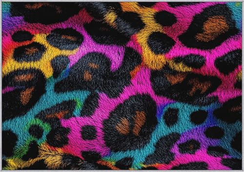 TANTANICAL Leopard Teppich Eingangsbereich Innen, Fußmatte Klein 60x90, Bunt Abstrakt Kunst Motiv Design Teppich Eingang Schlafzimmer, Waschbar, rutschfest, Kurzflor, Weich (UF328) von TANTANICAL