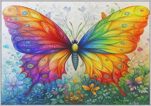 TANTANICAL Schmetterling Teppich Eingangsbereich Innen, Fußmatte Klein 60x90, Blumen Kunst Motiv Design Teppich Eingang Schlafzimmer, Waschbar, rutschfest, Kurzflor, Weich (UF200) von TANTANICAL
