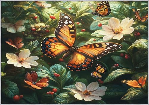 TANTANICAL Schmetterling Teppich Wohnzimmer, 120x200, Rustikal Blumen Motiv Design Schlafzimmer Zimmer Deko Teppich, Waschbar, rutschfest, Kurzflor, Weich (K135) von TANTANICAL