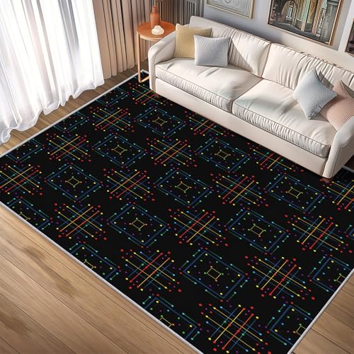TANTANICAL Sci-Fi-Chip Teppich Eingangsbereich Innen, Fußmatte Klein 60x90, Geometrisch Motiv Design Teppich Eingang Schlafzimmer, Waschbar, rutschfest, Kurzflor, Weich (T186) von TANTANICAL