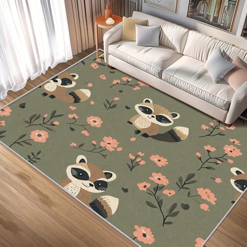 TANTANICAL Tier Teppich Eingangsbereich Innen, Fußmatte Klein 60x90, Cartoon Tier Motiv Design Teppich Eingang Schlafzimmer, Waschbar, rutschfest, Kurzflor, Weich (Q58) von TANTANICAL
