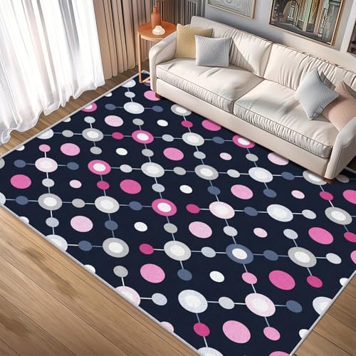 TANTANICAL Tupfen Teppich Wohnzimmer, 160x200, Retro Motiv Design Schlafzimmer Zimmer Deko Teppich, Waschbar, rutschfest, Kurzflor, Weich (T208) von TANTANICAL