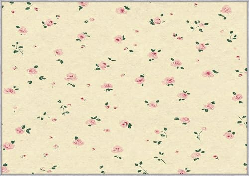 TANTANICAL Vintage Blumen Teppich Eingangsbereich Innen, Fußmatte Klein 60x90, Stieg Blume Motiv Design Teppich Eingang Schlafzimmer, Waschbar, rutschfest, Kurzflor, Weich (F643) von TANTANICAL