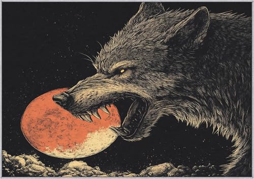 TANTANICAL Wolf Teppich Eingangsbereich Innen, Fußmatte Klein 60x90, Tierwelt Motiv Design Teppich Eingang Schlafzimmer, Waschbar, rutschfest, Kurzflor, Weich (Z557) von TANTANICAL