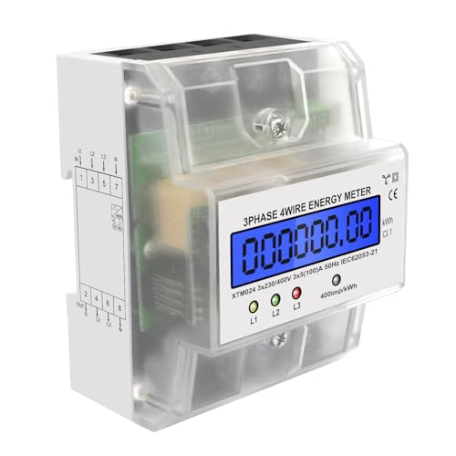 LCD Digitaler Stromzähler, Stromzähler 3-Phasen 4-Draht, Geeicht Drehstromzähler 230 / 400V, Drehstromzähler Hutschiene von TANXIS