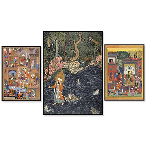 3 Stück Traditionelle Persische Kunst, Prorok Von Mir Sayyid Ali, Indo-Persische Kunst, Kunstreproduktion, Arabisch, Wohnkultur, Iranische Kunst 30Cmx40Cmx3Panels von TANYANG