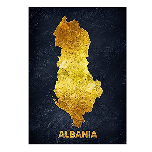 Abstrakte Goldene Karte Der Albanien-Leinwandmalerei Nordic Poster Und Drucke Wandkunst Bild Für Wohnzimmer Dekoration 60X90Cm Kein Rahmen Abstrakte Goldene Karte Der Albanien-Leinwandmalerei Nordic Poster Und Drucke Wandkunst Bild Für Wohnzimmer Dekoration 60X90Cm Kein Rahmen von TANYANG