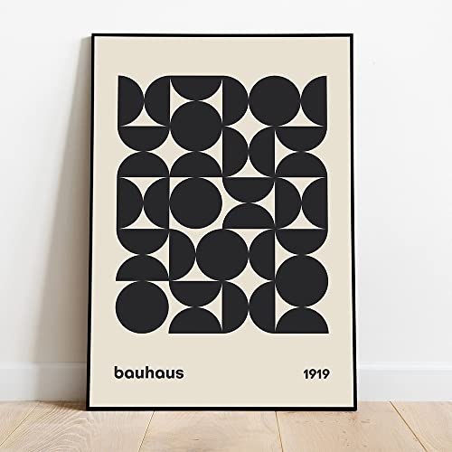 Bauhaus Abstrakte Illustration Leinwand Gemälde Mid Century Print Vintage Ausstellungsposter Schwarze Wandkunst Bilder Wohnkultur 21X30Cm Kein Rahmen von TANYANG