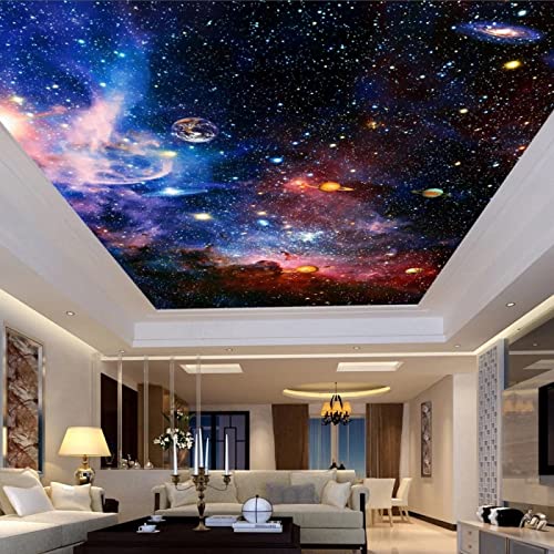 TANYANG Benutzerdefinierte Tapete 3D-Deckentapeten Universum Sterne Himmel Wohnzimmer Decke Europäischen Stil Heimtextilien 200Cm(W)×140Cm(H) von TANYANG