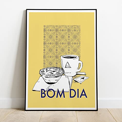 Gelbe Bom Dia Portugal Wandkunst Drucke Minimalismus Poster Küche Kunst Kaffee Leinwand Malerei Bilder Für Wohnzimmer Essen Wohnkultur 40X50Cm Kein Rahmen von TANYANG
