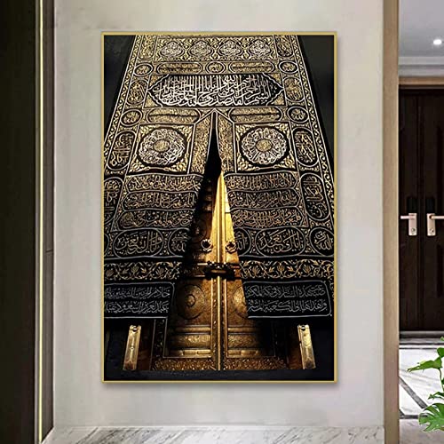 Islamische Leinwand Malerei Wandkunst Religiöse Kaaba Tür Kunst Poster Und Drucke Wohnzimmer Kalligraphie Muslim Wohnkultur 60X90Cm Kein Rahmen von TANYANG