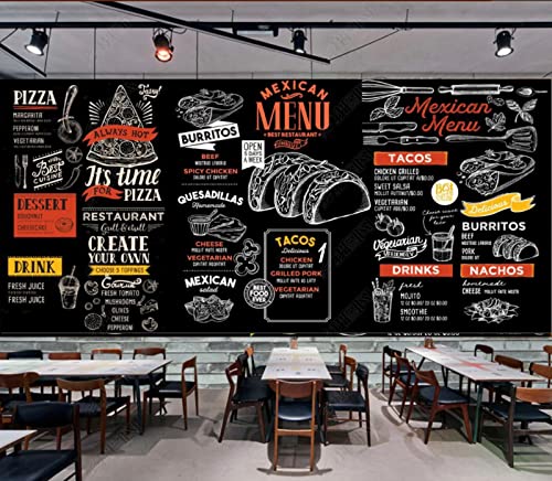 Kundenspezifisches Wandbild Hamburger Fototapete Große Lebensmittelrestaurant-Hintergrundwand - Handgemalte Westliche Hintergrundwand Für Fast-Food-Restaurants 150Cm(W)×105Cm(H) von TANYANG