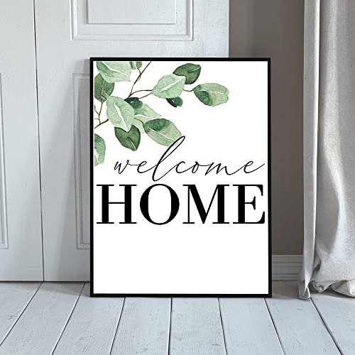 TANYANG Nordic Welcome Home Zitat Eukalyptus Poster Leinwand Malerei Grün Wandkunst Eingangsweg Schild Bilder Für Wohnzimmer Wohnkultur 30X40Cm Kein Rahmen von TANYANG