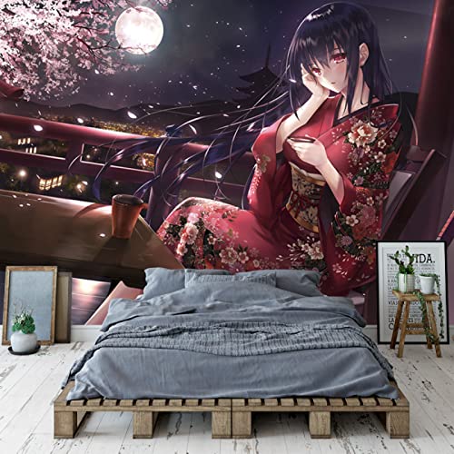 Schöne Sakura Girl Wallpaper Benutzerdefinierte 3D-Tapeten Japanische Anime-Fototapete Wandbild Mädchen-Kind-Schlafzimmer 200Cm(W)×140Cm(H) von TANYANG