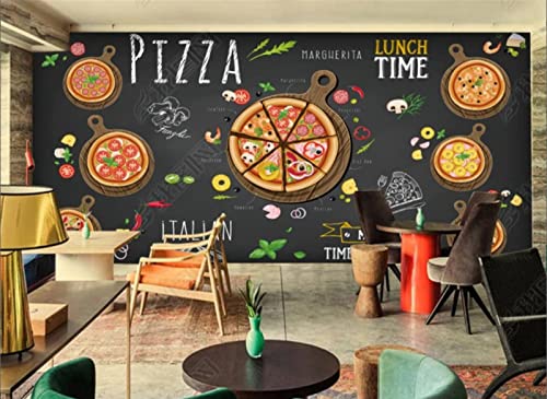 TANYANG 3D Großes Wandbild Benutzerdefinierte Tapete Foto Pizza Restaurant Hintergrund Dekoration-Cartoon Handgezeichnete Leckere Pizza 400Cm(W)×280Cm(H) von TANYANG