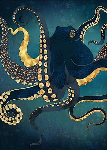 TANYANG Abstrakt Ozean Tiere Poster Metallische Meereslebewesen Wal Qualle Oktopus Stachelrochen Leinwand Malerei Wandkunst Bild Home Decor A13 40X50Cm Kein Rahmen von TANYANG
