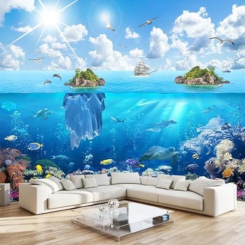 TANYANG Benutzerdefinierte 3D-Fotowandpapier Unterwasserinsel Landschaft Wandbild Wohnzimmer Schlafzimmer Tv Hintergrund Dekoration 3D-Wandmalerei 430Cm(W)×300Cm(H) von TANYANG