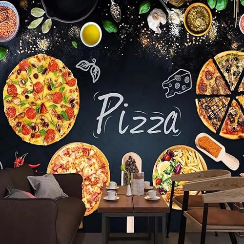 TANYANG Benutzerdefinierte 3D Wandbild Tapete Wandmalerei Personalisierte Pizza Shop Tafel Foto Wand Papier Café Restaurant Hintergrund Wand Dekor 350Cm(W)×245Cm(H) von TANYANG