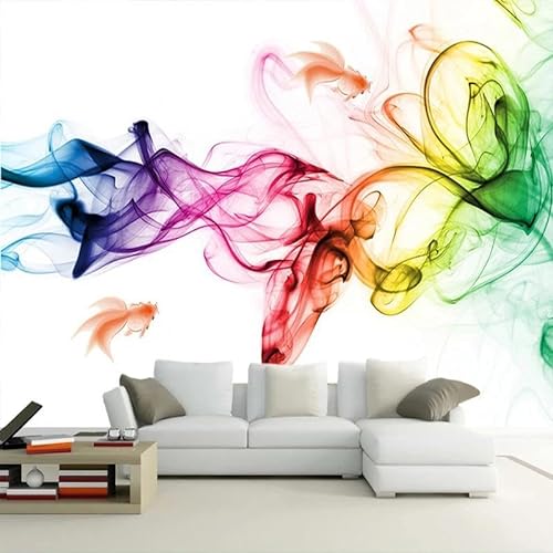 TANYANG Benutzerdefinierte Wandbild Tapete Moderne Abstrakte Geometrische Farbe Rauch Kunst Wandmalerei Wohnzimmer Sofa Tv Hintergrund Wohnkultur 300Cm(W)×210Cm(H) von TANYANG