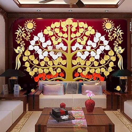 TANYANG Benutzerdefinierte Wandmalerei Kunst Wandmalerei Südostasien Thailand Stil Wandbild Glückverheißender Baum Wohnzimmer Sofa Tapete Schlafzimmer 250Cm(W)×175Cm(H) von TANYANG
