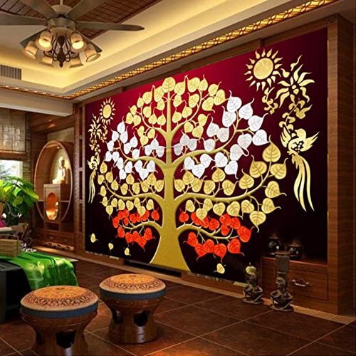 TANYANG Benutzerdefinierte Wandmalereien Kunst Wandmalerei Südostasien Thailand Stil Wandgemälde Auspicious Tree Wohnzimmer Sofa Tapete Schlafzimmer 120Cm(W)×80Cm(H) von TANYANG
