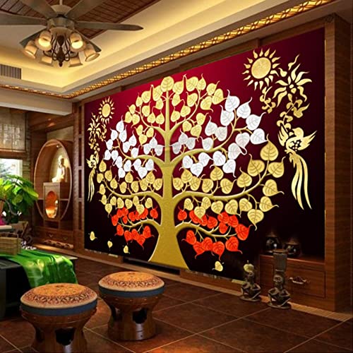 TANYANG Benutzerdefinierte Wandmalereien Kunst Wandmalerei Südostasien Thailand Stil Wandgemälde Auspicious Tree Wohnzimmer Sofa Tapete Schlafzimmer 200Cm(W)×140Cm(H) von TANYANG
