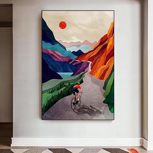 TANYANG Buntes Poster Radfahren Hoch In Den Bergen Modernes Fahrrad Radfahren Kunstdruck Leinwandmalerei Wandkunst Für Wohnzimmer Wohnkultur 21X30Cm Kein Rahmen TANYANG Buntes Poster Radfahren Hoch In Den Bergen Modernes Fahrrad Radfahren Kunstdruck Leinwandmalerei Wandkunst Für Wohnzimmer Wohnkultur 21X30Cm Kein Rahmen von TANYANG