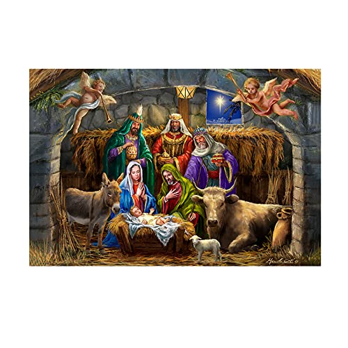 TANYANG Christliche Krippe Krippe Szene Poster Leinwandbilder Jesus Geburt Wandkunst Malerei Bilder Weihnachten Dekorativ Wohnkultur 60X90Cm Kein Rahmen von TANYANG