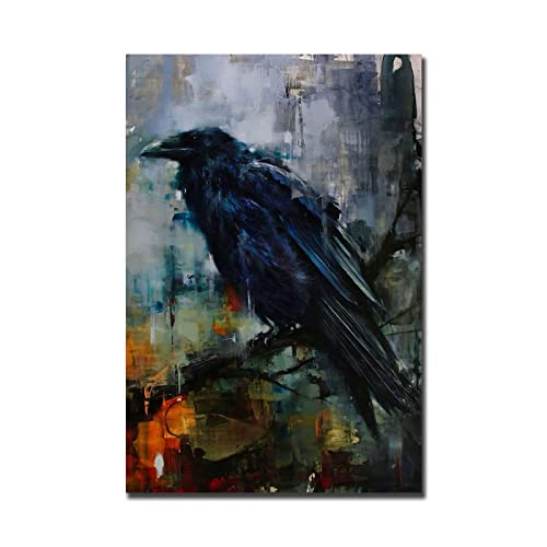 TANYANG Das Raben-Aquarell-Leinwandgemälde-Poster Und Drucken Krähenvogel-Wandkunst Für Gotische Wohnzimmerdekoration Halloween-Dekor 50X70Cm Kein Rahmen von TANYANG