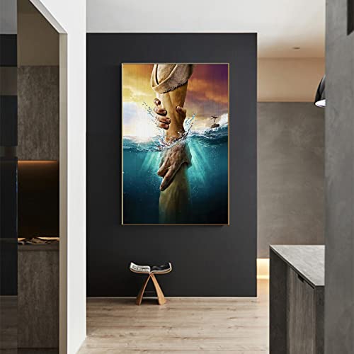 TANYANG Die Hand Gottes Jesus Leinwand Malerei Christ Jesus Gib Mir Deine Hand Poster Drucke Wandkunst Bilder Wohnkultur 60X90Cm Kein Rahmen von TANYANG