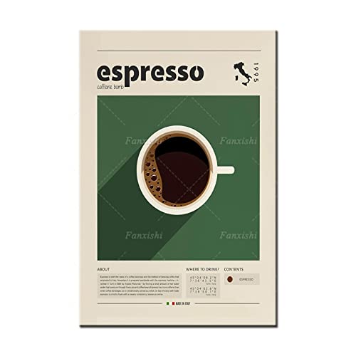 TANYANG Espresso-Poster, Kaffeedruck, Italienischer Kaffee, Retro-Poster, Einweihungsgeschenk, Küchendekor, Mid-Century-Poster, Minimalistischer Druck 40X50Cm Kein Rahmen TANYANG Espresso-Poster, Kaffeedruck, Italienischer Kaffee, Retro-Poster, Einweihungsgeschenk, Küchendekor, Mid-Century-Poster, Minimalistischer Druck 40X50Cm Kein Rahmen von TANYANG
