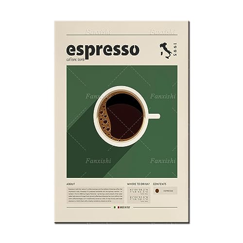 TANYANG Espresso-Poster, Kaffeedruck, Italienischer Kaffee, Retro-Poster, Einweihungsgeschenk, Küchendekor, Poster Aus Der Mitte Des Jahrhunderts, Minimalistischer Druck 21X30Cm Kein Rahmen TANYANG Espresso-Poster, Kaffeedruck, Italienischer Kaffee, Retro-Poster, Einweihungsgeschenk, Küchendekor, Poster Aus Der Mitte Des Jahrhunderts, Minimalistischer Druck 21X30Cm Kein Rahmen von TANYANG