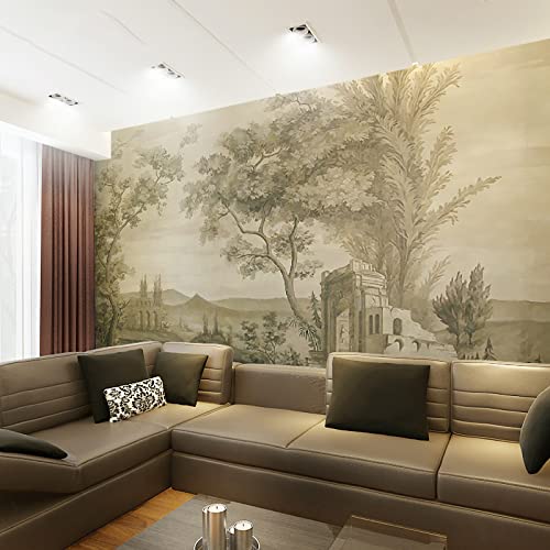 TANYANG Kundenspezifische Retro-Europäische Landschaftsmalerei Nahtloses Großes Wandbild Hotel-Wohnzimmer-Hintergrund-Tapeten-Wandverkleidung 300Cm(W)×210Cm(H) von TANYANG