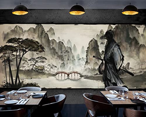 TANYANG Kundenspezifisches Großes Wandbild Im Japanischen Stil Tapete Sushi-Restaurant-Hintergrundwand 3D-Ukiyo-E Samurai-Landschaftsmalerei Restaurantwerkzeug-Hintergrundwand 200Cm(W)×140Cm(H) von TANYANG