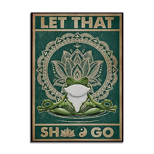 TANYANG Let That Shit Go Poster, Yoga-Frosch-Wandkunst, Lustige Frosch-Wanddekoration, Frosch-Badezimmerdekoration 60X90Cm No Frame von TANYANG