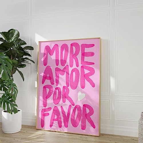 TANYANG Maximalist Sunshine More Amor Por Favor Eclectic Pink Love Quote Wall Art Canvas Painting Poster Für Wohnzimmer Home Decor 30X40Cm Kein Rahmen von TANYANG