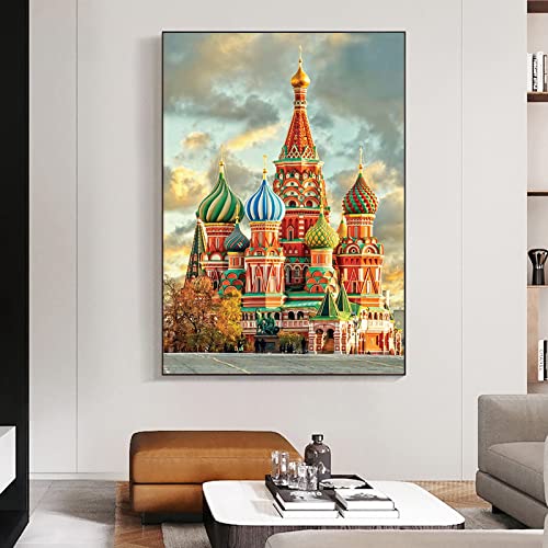 TANYANG Modern Red Fort Moscow Russia Canvas Painting Landscape Poster And Prints Wall Art Pictures For Living Room Home Decor 50X70Cm Kein Rahmen von TANYANG