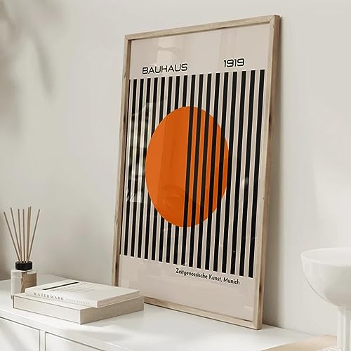 TANYANG Modernes Bauhaus 1919, Leuchtend Orangefarbenes Retro-Wandkunst-Leinwandgemälde, Poster Für Wohnzimmer, Heimdekoration 50X70Cm Kein Rahmen von TANYANG