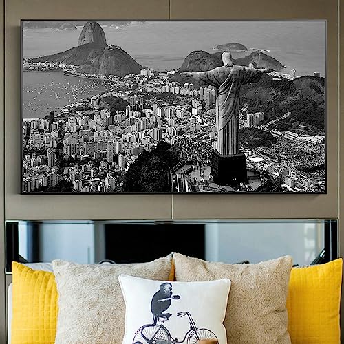 TANYANG New York Brooklyn Brücke Brasilien Rio De Janeiro Leinwandbilder Malerei Großformatige Nachtansicht Stadtlandschaft Wandbild 60X90Cm Kein Rahmen von TANYANG