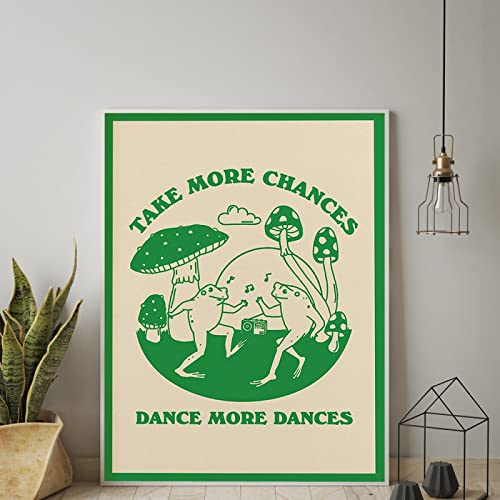 TANYANG Smaragdgrün Lustiges Poster Retro 70Er Jahre Groovy Hippie Ball Tanzen Frösche Leinwand Malerei Wandkunst Bilder Dekor 50X70Cm Kein Rahmen von TANYANG