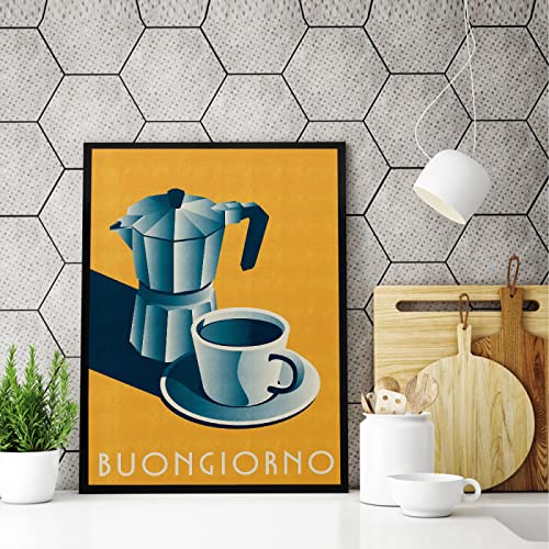 TANYANG Vintage Buongiorno Guten Morgen Kaffee Wandbilder Kunstdruck Leinwandmalerei Küche Cafe Shop Poster Wandkunst Heimdekoration 30X40Cm Kein Rahmen von TANYANG