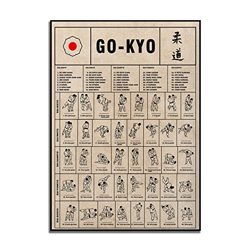 TANYANG Vintage Go-Kyo Poster, Judo Poster, Judo Geschenkidee, Judo Geschenk, Judo Wandkunst Dekoration, Judo Print, Geschenk Für Judo-Liebhaber 30X40Cm Kein Rahmen von TANYANG