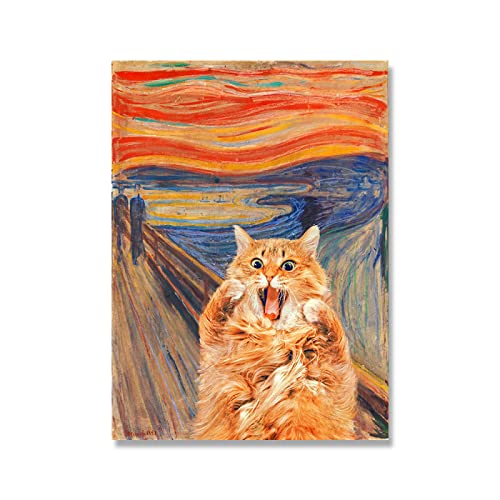 TANYANG Vintage Poster Der Schrei Katzendruck Ölgemälde Leinwand Gemälde Katze Porträt Poster Klassische Wandkunst Einzigartige Wohnkultur 50X70Cm Kein Rahmen TANYANG Vintage Poster Der Schrei Katzendruck Ölgemälde Leinwand Gemälde Katze Porträt Poster Klassische Wandkunst Einzigartige Wohnkultur 50X70Cm Kein Rahmen von TANYANG