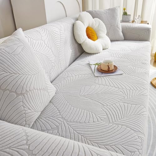 Sofabezug 1 2 3 4 5 Sitzer, Stretch Sofa Überzug rutschfest Sofaüberwurf Mit Armlehnen ，Verdickter Jacquard-Samt Couchbezug, Easy Fit Universal Möbelschutz ( Color : Light Gray , Size : 1 seater ) von TANYAZ