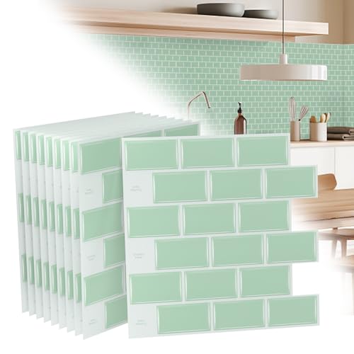 TANYEAR Fliesenaufkleber Tile Stickers Dickere Aufkleber Selbstklebende Vinyl Fliesen Klebefolie Wandaufkleber Fliesenfolie für Bad Küche, 10 Blatt, Type F von TANYEAR