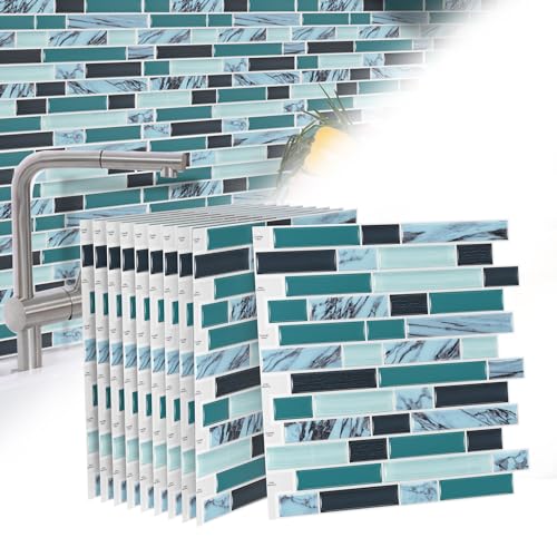 TANYEAR Fliesenaufkleber Tile Stickers Dickere Aufkleber Selbstklebende Vinyl Fliesen Klebefolie Wandaufkleber Fliesenfolie für Bad Küche, 10 Blatt, Type G von TANYEAR
