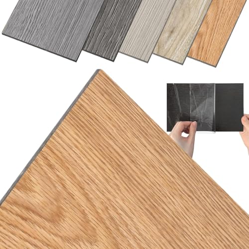 TANYEAR 2.51m² PVC Bodenbelag Vinylboden Selbstklebend Vinyl Fliesen, Boden Klebefliesen Bodenfliesen Schneidbar für Schlafzimmer, Küche, Wohnzimmer, Holzmaserung Dielen, 18 Stück(Model A) von TANYEAR